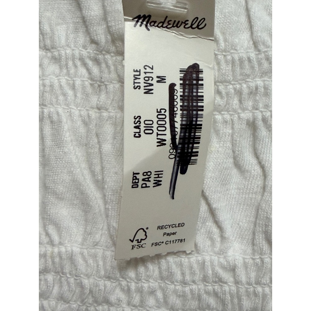 Madewell Smocked Boatneck Tank Top White Cotton Linen Blend Style NV912 Medium - Picture 10 of 11